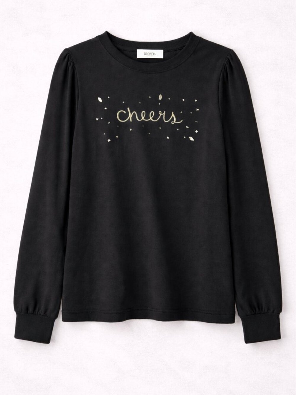 LOFT Rhinestone “Cheers” Sweatshirt Women’s Medium Black Dressy Casual Top